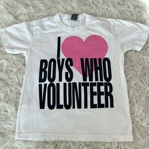 NWOT, chaser kids, girls, “I love boys who volunteer“ tee